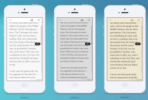 L'app Oyster propose des thèmes précomposés pour le lecteur.
